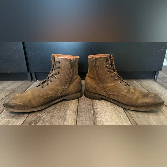 FRYE Men's Brown Leather Lace Up Boots Size 12 - Picture 5 of 14